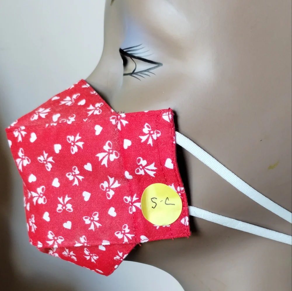 Anti Fog Hearts/Ribbon/Bows Theme Reversible 2ply Cotton Small Children Mask